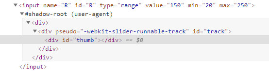 DOM structure of a range input Google Chrome browser