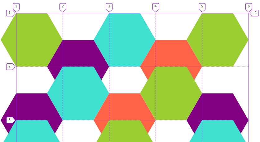 Broken honeycomb pattern