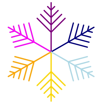 Simple snowflake with arms in different colors